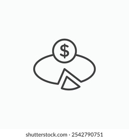 Budget planning icon in thin outlined.