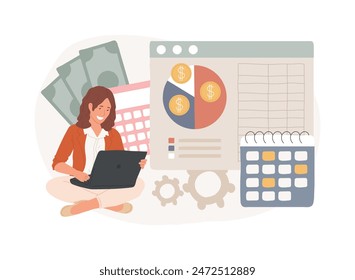 Budget planning isolated concept vector illustration. Balanced budget, money spending plan, company budget management, keep finances on track, emergency savings, expences control vector concept.