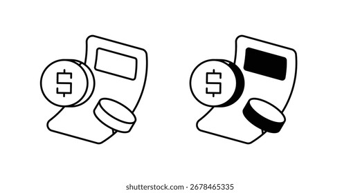Icono de conjunto de planificación presupuestaria con fondo blanco Vector Ilustración de stock