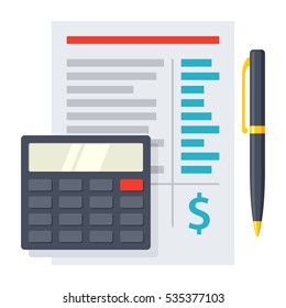 Budget planning sheet with pen and calculator