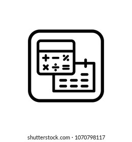Budget planning vector icon. Calculating linear illustration.