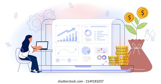 Budget Planning Vector Illustration Flat Concept Finance Accounting Calculation Financial Income And Expenses Taxpayer Tax Burden Taxation Fiscal Policy People Analyzing Personal Or Corporate Budget