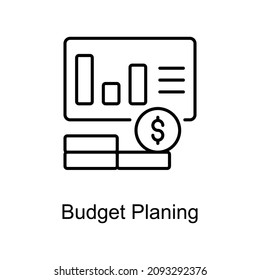 Icono de contorno vectorial de Planificación Presupuestaria para web aislada en el archivo EPS 10 de fondo blanco