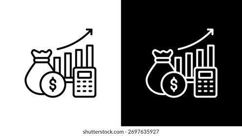 Diseño de conjunto de iconos blancos de planificación presupuestaria