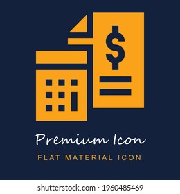 Budget premium material ui ux isolated vector icon in navy blue and orange colors