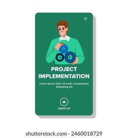 Vector de ejecución del proyecto presupuestario. partes interesadas seguimiento, hitos de evaluación, resultados riesgos ejecución del proyecto presupuestario Web de ejecución del proyecto plano ilustración de dibujos animados