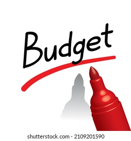 budget, red marker pen, vector illustration