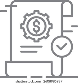 Budget Report Crisis management icon with black outline style. finance, account, analysis, accounting, paper, invoice, data. Vector illustration