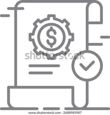 Budget Report Crisis management icon with black outline style. finance, account, analysis, accounting, paper, invoice, data. Vector illustration