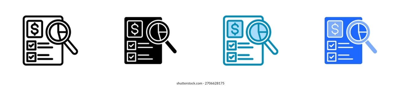 Conjunto de iconos de revisión de presupuesto Colección de estilos múltiples