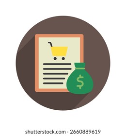 Orçamento arredondado cor plana, ícone mini ilustração. use para conceito moderno, impressão, UI, kit UX, web e desenvolvimento de aplicativos. Vetor relacionado com comércio, varejo, marketing e compras.
