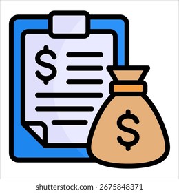 Budget Sheet Icon Element For Design