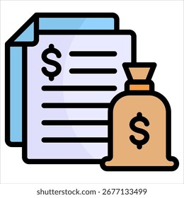 Budget Sheet Icon Element For Design