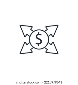 Iconos de línea delgada de gasto presupuestario. Ilustración vectorial aislada en blanco. Trazo editable
