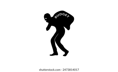 budget thief, black isolated silhouette