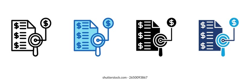 Ícone do Controlador de Orçamento Ilustração de Vetor com Vários Estilos