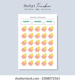 Budget tracker, piggy bank. Vector illustration