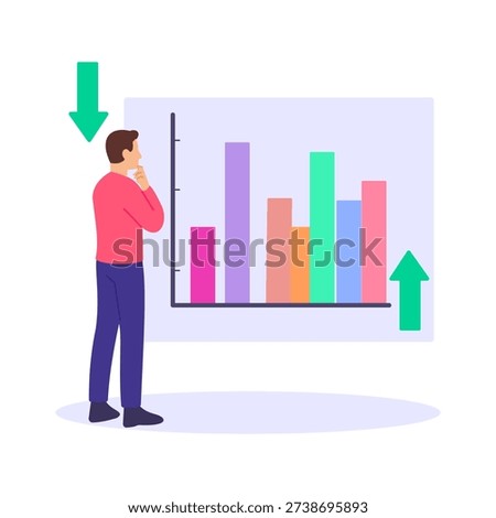 Budget Variance, comparing planned and actual spending, Flat vector character illustration