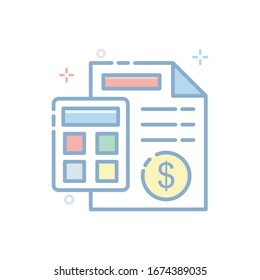 Ilustración vectorial de presupuesto. Icono de color de esquema relleno.