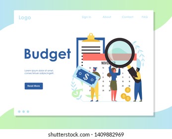 Budget vector website landing page design template