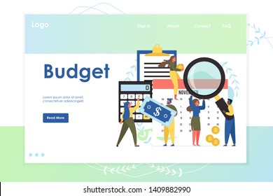 Budget vector website landing page design template