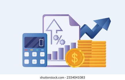 Budget visual, estimate of income and expenditure for a set period time.on white background.Vector Design Illustration.