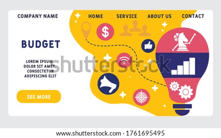 Budget website template, web page and landing page design for website and mobile site development. Company budgeting process, budget management, business and finance concept.