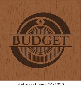 Budget wooden emblem. Retro