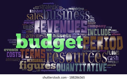 Budget - Wordcloud Concept in shape of cloud.