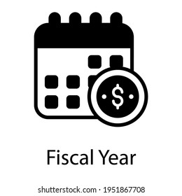 Budgetary Period, Glyph Icon Of Fiscal Year 