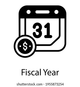 Budgetary Period, Glyph Icon Of Fiscal Year 