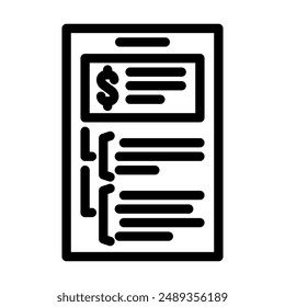presupuesto línea de proceso de negocio icono Vector. presupuesto proceso de negocio signo. contorno aislado ilustración negra