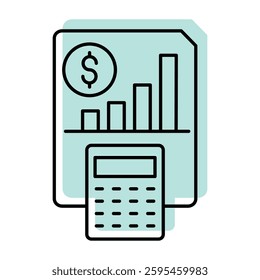 Budgeting color shadow thinline icon , vector, pixel perfect, illustrator file 