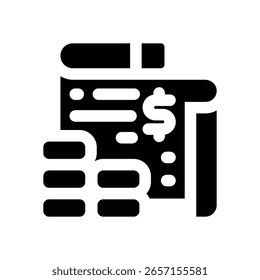 Icono de glifo de presupuesto. Icono de Vector fuerte y sólido para Sitios web, interfaces móviles, presentaciones y marca visual. Alta calidad y fácil de editar.