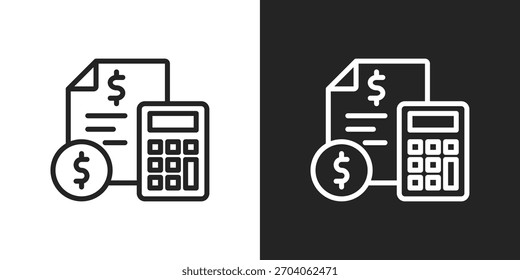 budgeting Icon In Line Version On Black And White Background