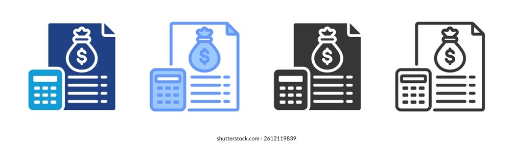 Budgeting icon set multiple style collection