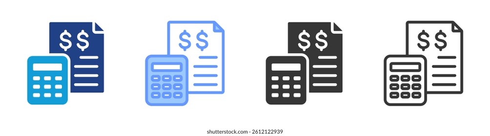Budgeting icon set multiple style collection