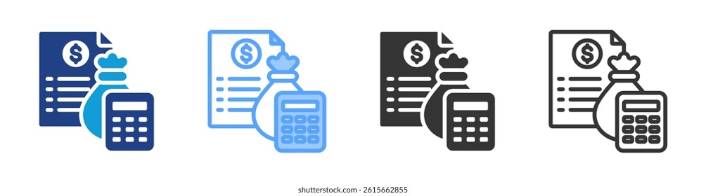 Budgeting icon set multiple style collection
