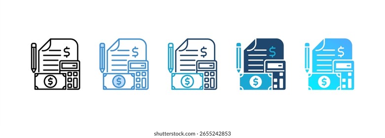 Ícone de orçamento definir coleção de vários estilos