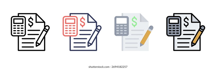 Budgeting icon set multiple style collection