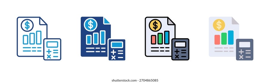 Budgeting icon set multiple style collection