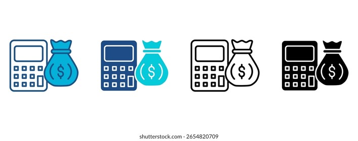 Ícone De Orçamento Definido Com Vários Estilos. Ilustração de vetor