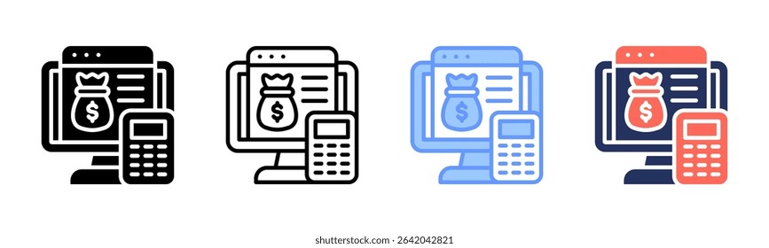 Budgeting icon sheet multiple style collection