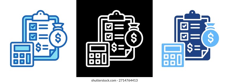 Ícone de Orçamento com Ilustração de Vetor de estilo triplo