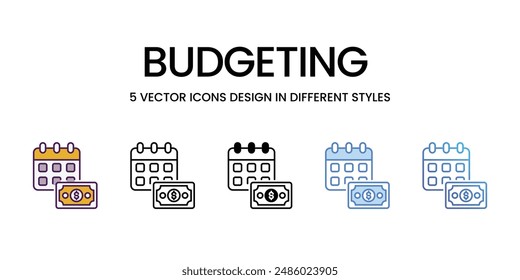 Budgeting Icons different style vector stock illustration