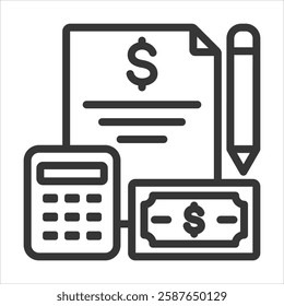 Budgeting Outline Icon Vector Illustration