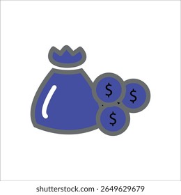 plano de orçamento com dinheiro em dólar. ícone colorido simples