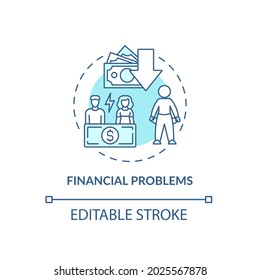 Budgeting problem concept icon. Financial difficulties. Empty pockets. Low income. Lack of money abstract idea thin line illustration. Vector isolated outline color drawing. Editable stroke