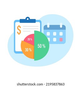 Budgeting, Share Of Income, Budget Allocation Concept Illustration Flat Design Vector Eps10. Modern Graphic Element For Article, News, Infographic, Etc