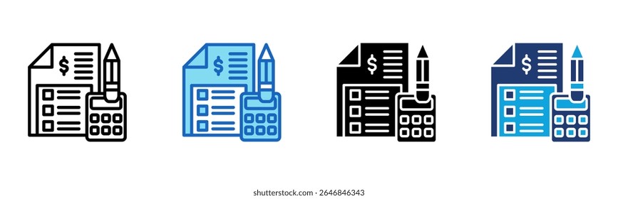 Ícone Ferramentas de Orçamento Ilustração de Vetor com Vários Estilos